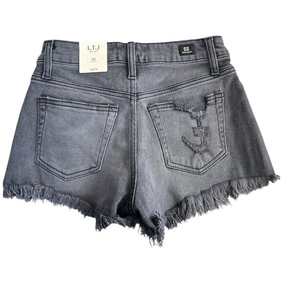 LTJ Frayed hem black denim shorts XS NWT - Picture 2 of 8